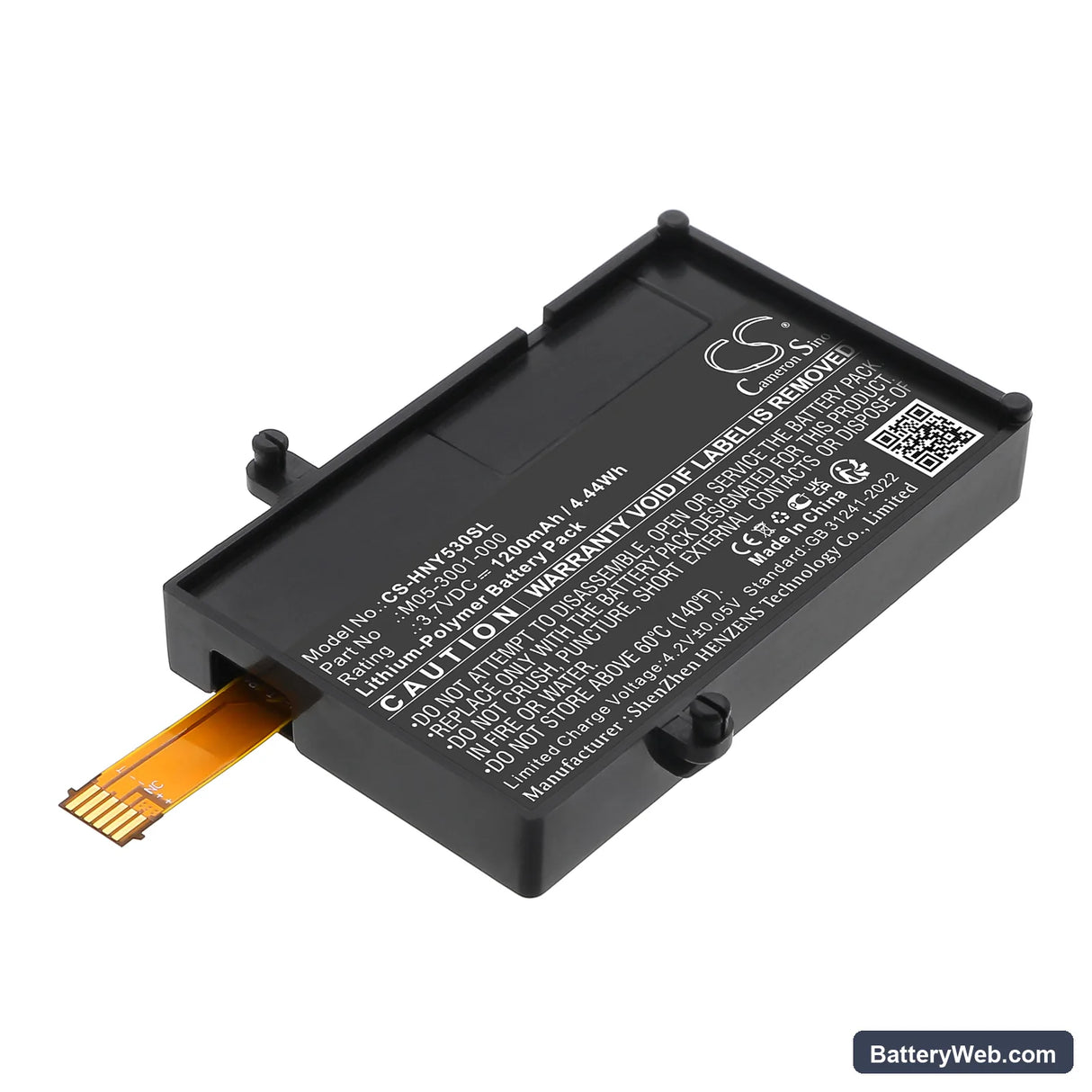 Honeywell BW Icon + 4 Gas Detector H2S CO O2 & LEL Replacement Battery, 3.7V, 1200mAh, Li-Polymer 1