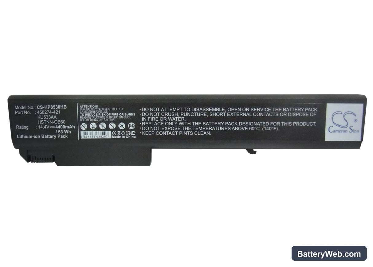 HP EliteBook 8530p Replacement Battery, 14.4V, 4400mAh, Li-ion 5
