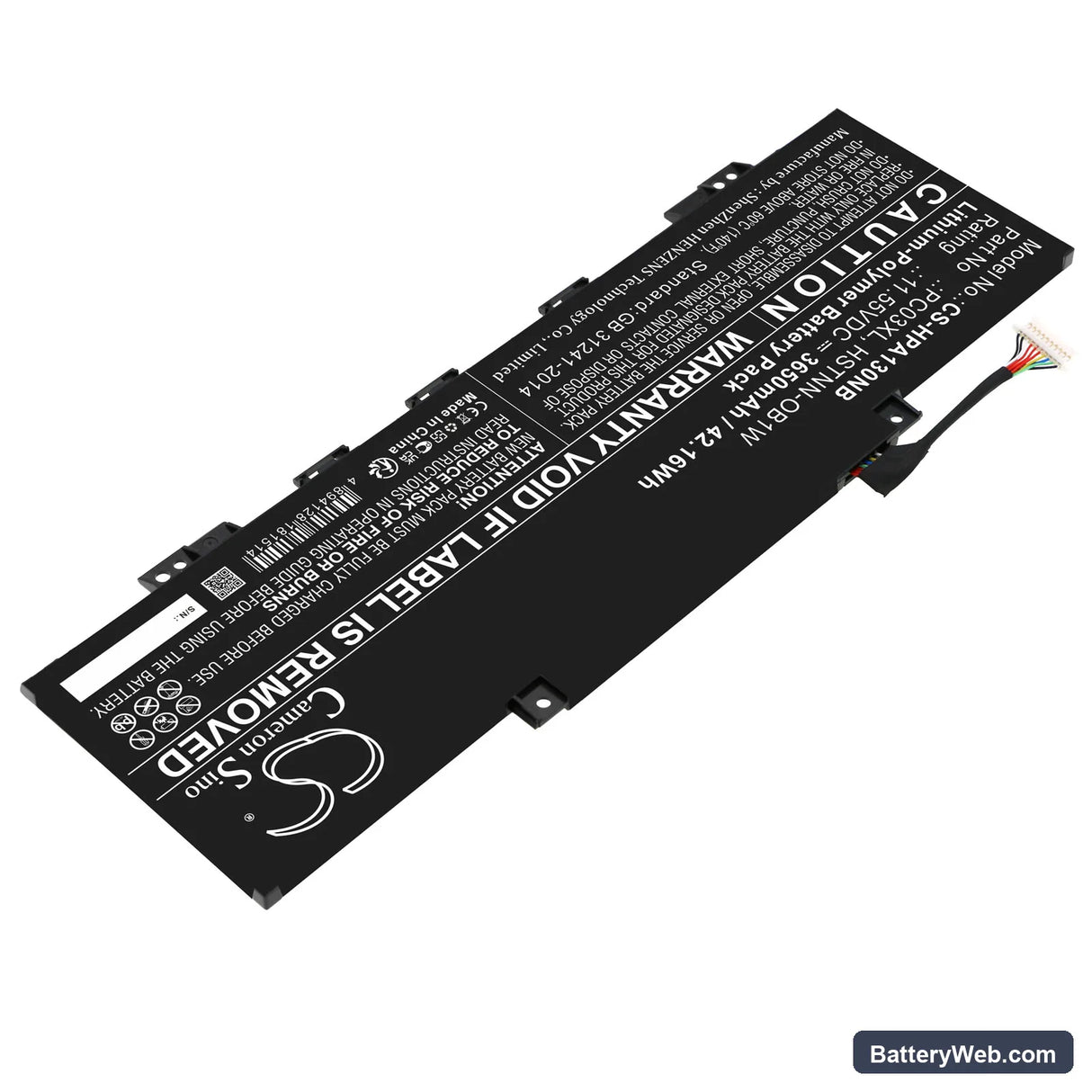 HP Pavilion Aero 13-be0141AU Replacement Battery, 11.55V, 3650mAh, Li-Polymer 2
