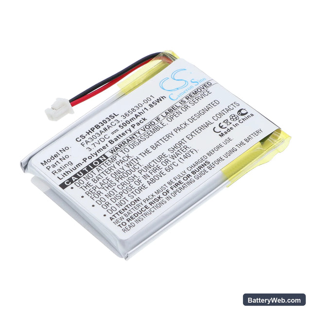 HP Bluetooth Stereo Headphones Replacement Battery, 3.7V, 500mAh, Li-Polymer 1