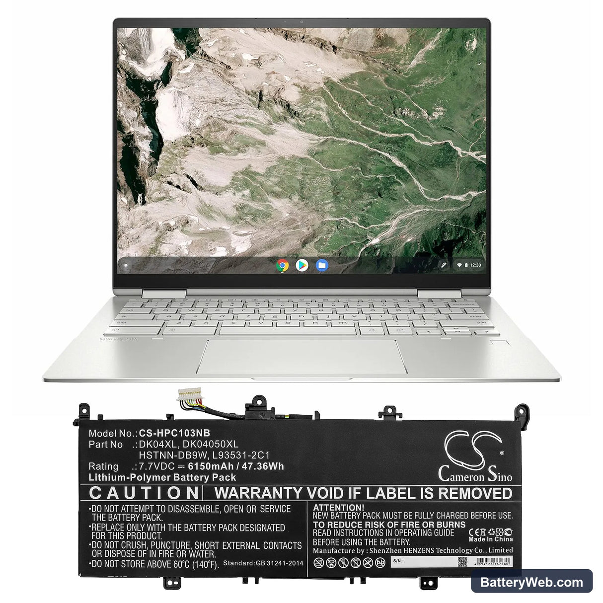 HP Elite C1030 Replacement Battery, 7.7V, 6150mAh, Li-Polymer 5