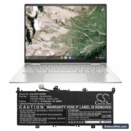 HP Elite C1030 Replacement Battery, 7.7V, 6150mAh, Li-Polymer 5