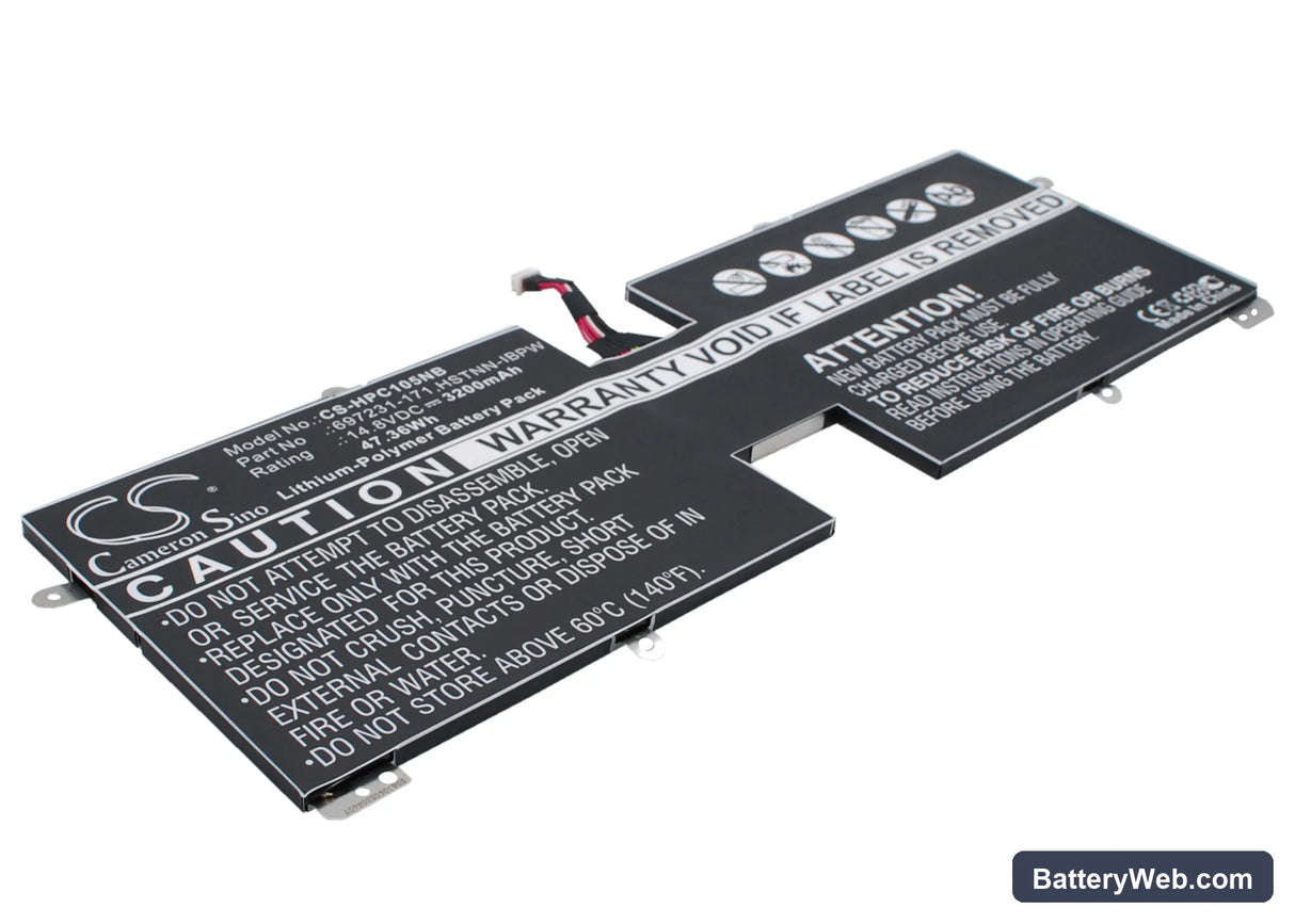 HP Spectre XT TouchSmart 15-4000eg Replacement Battery, 14.8V, 3200mAh, Li-Polymer 2