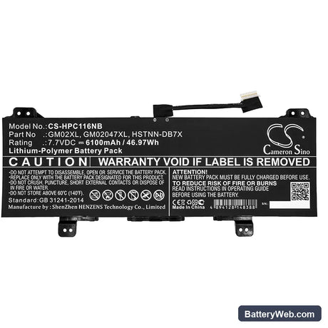 HP Chromebook 11 G7 EE Replacement Battery, 7.7V, 6100mAh, Li-Polymer 3