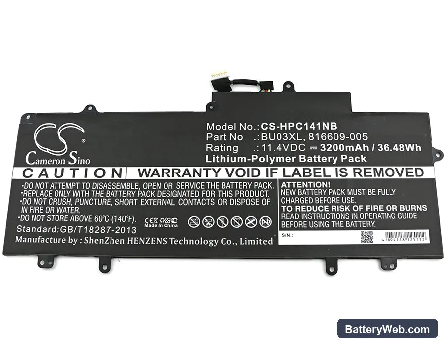 HP Chromebook 14 G4 Replacement Battery, 11.4V, 3200mAh, Li-Polymer 3