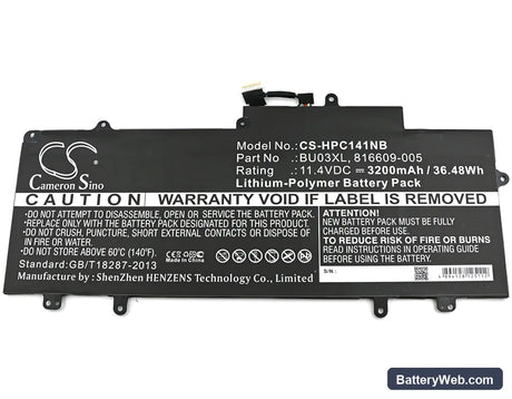 HP Chromebook 14 G4 Replacement Battery, 11.4V, 3200mAh, Li-Polymer 3