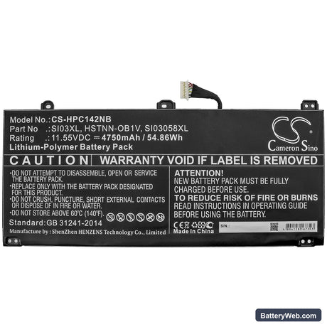 HP Chromebook 14B Replacement Battery, 11.55V, 4750mAh, Li-Polymer 3