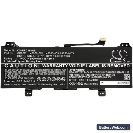 HP Chromebook X360 11 Replacement Battery, 7.7V, 5900mAh, Li-Polymer 3