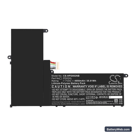HP Replacement Battery, 7.7V, 4650mAh, Li-Polymer 3