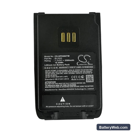 Hytera PD680 CQST Replacement Battery, 7.2V, 2500mAh, Li-ion 5