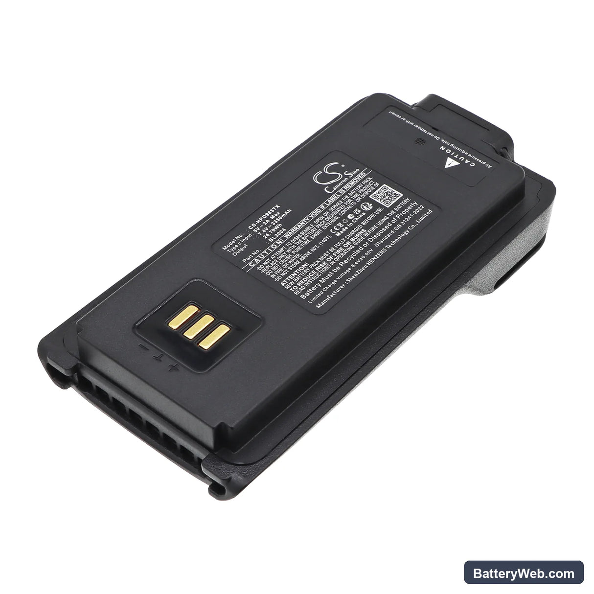 Hytera PD980 Replacement Battery, 7.4V, 3350mAh, Li-ion 1