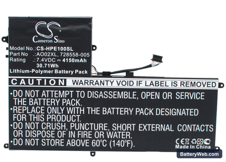 HP ElitePad 1000 Replacement Battery, 7.4V, 4150mAh, Li-Polymer 1