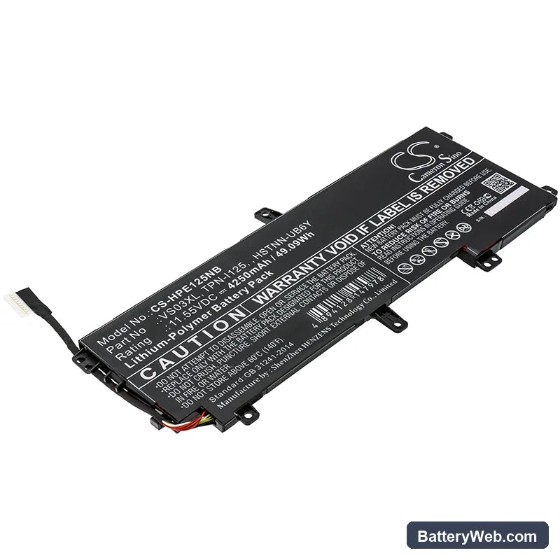 HP Envy 15-AS005NG W8Y52EA Replacement Battery, 11.55V, 4250mAh, Li-Polymer 1