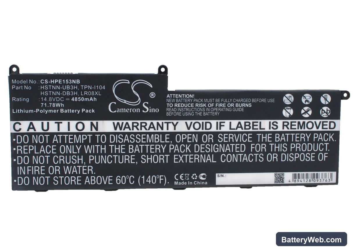 HP Envy 15-3000 Replacement Battery, 14.8V, 4850mAh, Li-Polymer 1