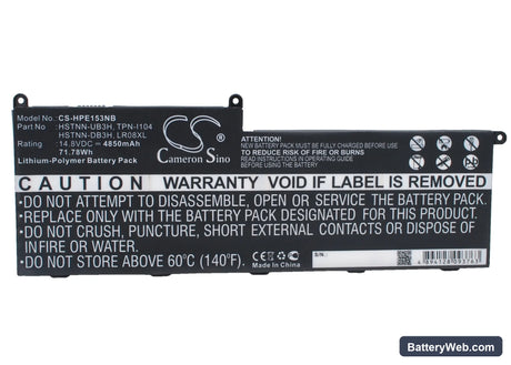 HP Envy 15-3000 Replacement Battery, 14.8V, 4850mAh, Li-Polymer 1