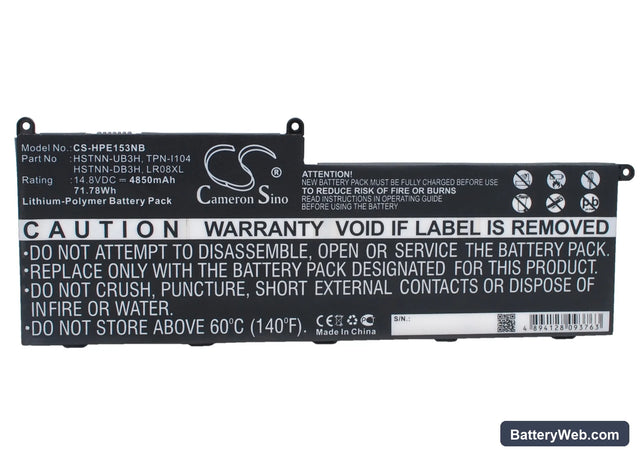 HP Envy 15-3000 Replacement Battery, 14.8V, 4850mAh, Li-Polymer 1