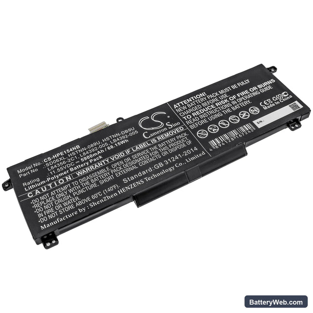 HP Omen 15-EK0004TX Replacement Battery, 11.55V, 5900mAh, Li-Polymer 1