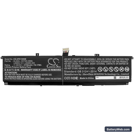 HP Envy 15-EP0098NR Replacement Battery, 11.58V, 6750mAh, Li-Polymer 3