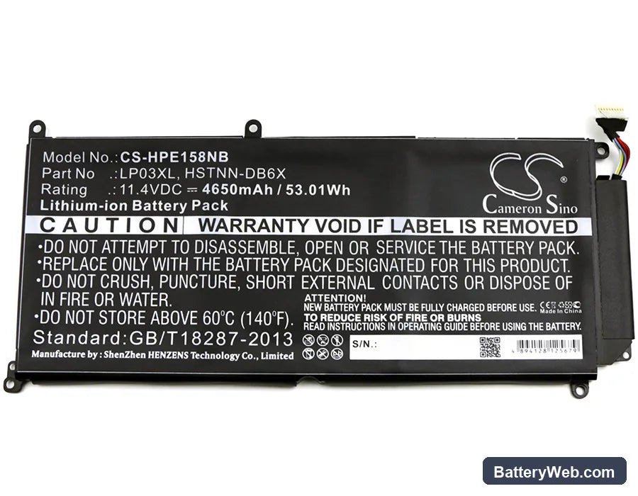 HP Envy 15-AE015TX Replacement Battery, 11.4V, 4650mAh, Li-ion 3