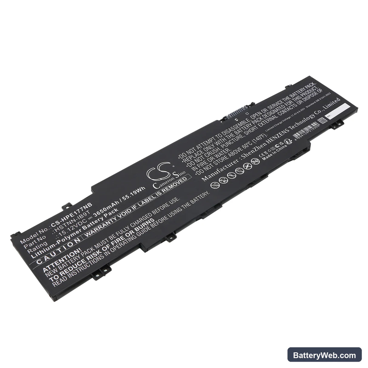 HP Envy 17-CH0005UA Replacement Battery, 15.12V, 3650mAh, Li-Polymer 1
