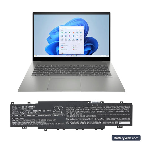 HP Envy 17-CH0005UA Replacement Battery, 15.12V, 3650mAh, Li-Polymer 5