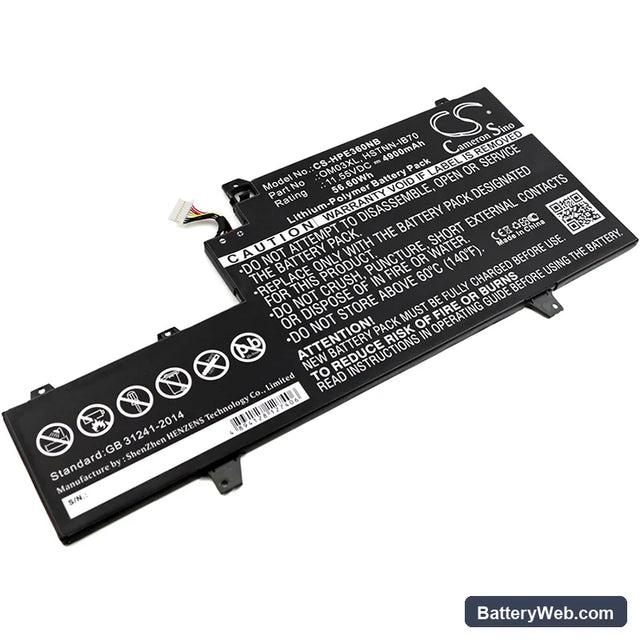 HP EliteBook x360 1030 G2 Replacement Battery, 11.55V, 4900mAh, Li-Polymer 1