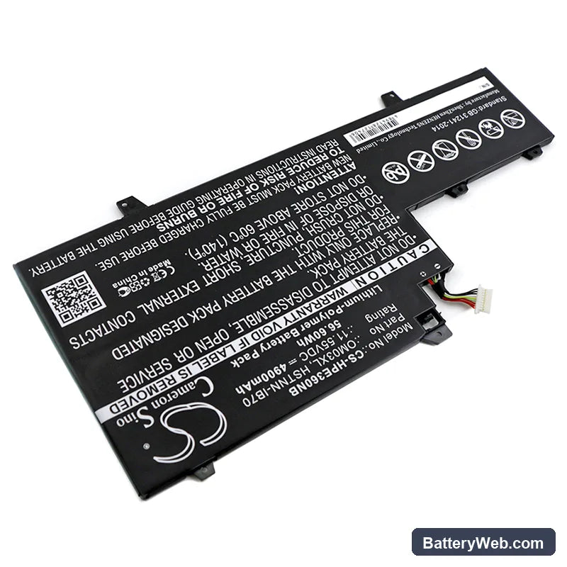 HP EliteBook x360 1030 G2 Replacement Battery, 11.55V, 4900mAh, Li-Polymer 2