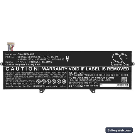 HP EliteBook x360 1040 G5(5NW10UT) Replacement Battery, 7.7V, 7200mAh, Li-Polymer 3