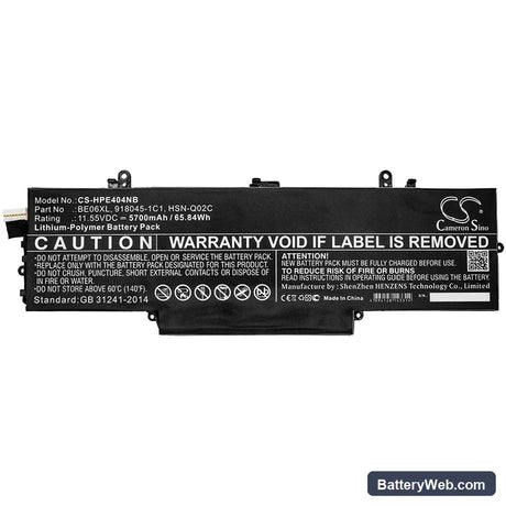 HP EliteBook 1040 G4 Replacement Battery, 11.55V, 5700mAh, Li-Polymer 3