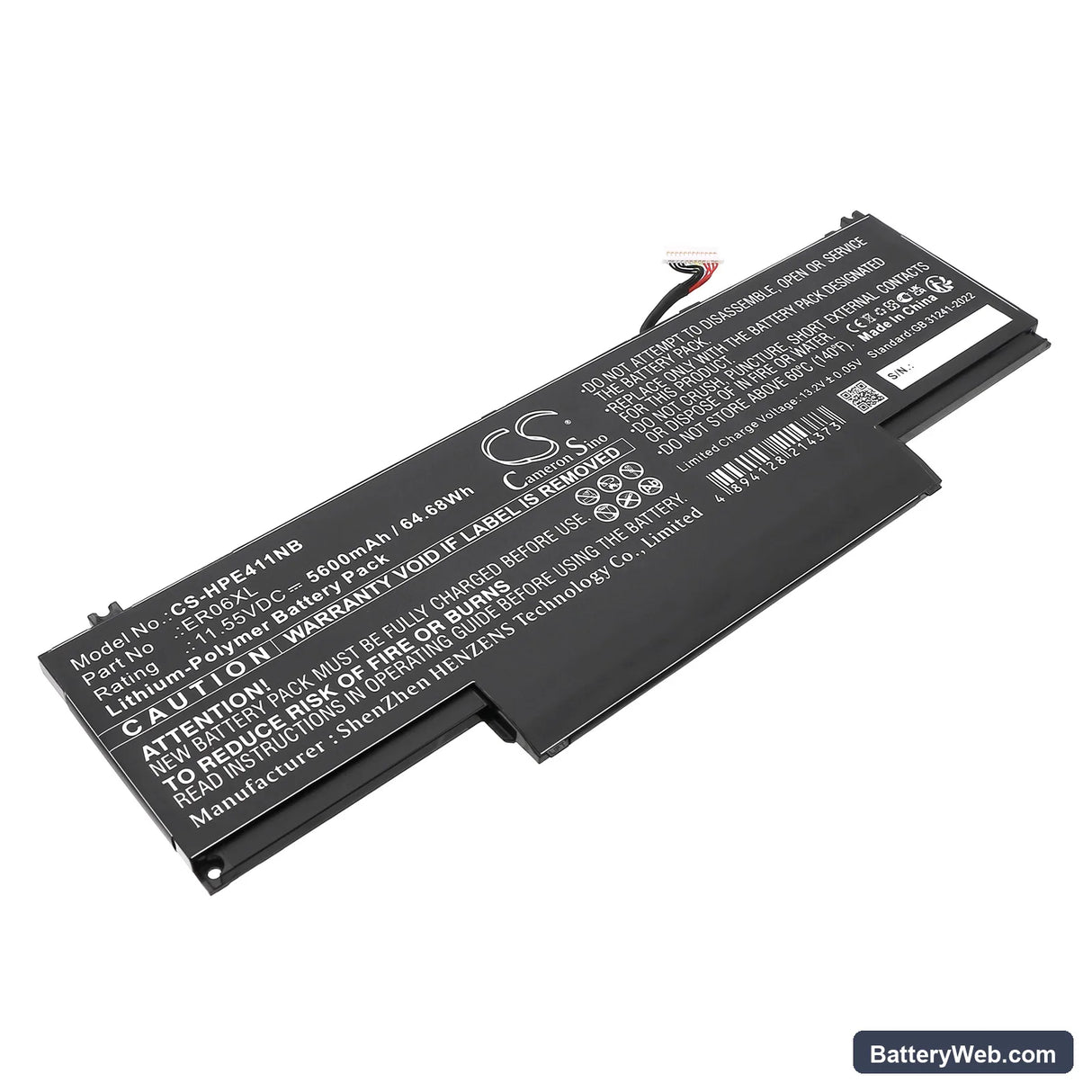 HP Elite x360 1040 G11 Replacement Battery, 11.55V, 5600mAh, Li-Polymer 1