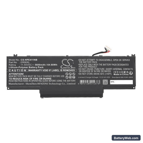 HP Elite x360 1040 G11 Replacement Battery, 11.55V, 5600mAh, Li-Polymer 3
