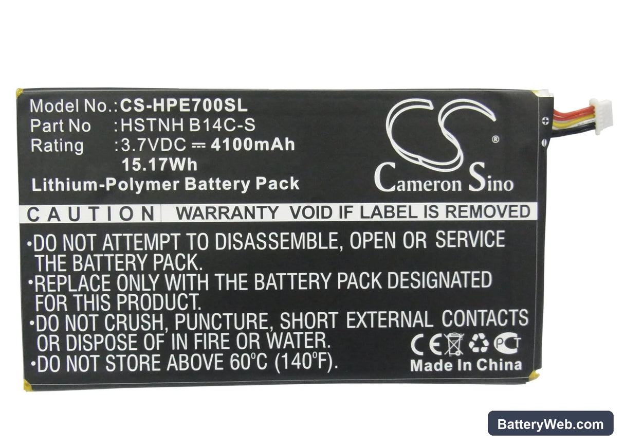 HP Tablet 7 1800 Replacement Battery, 3.7V, 4100mAh, Li-Polymer 5