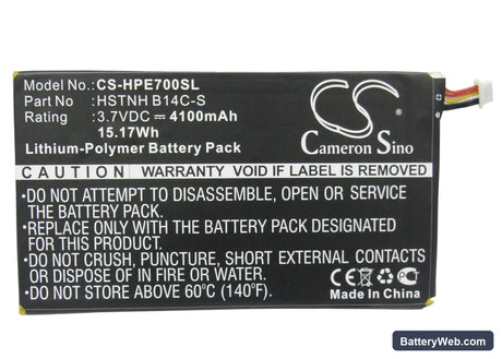HP Tablet 7 1800 Replacement Battery, 3.7V, 4100mAh, Li-Polymer 5