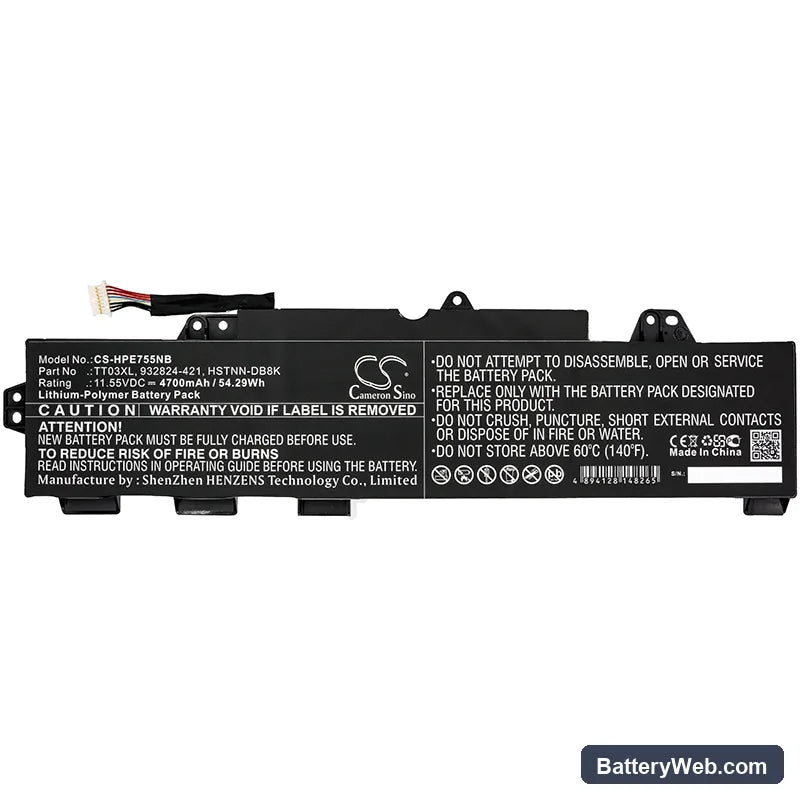 HP EliteBook 850 G5 Replacement Battery, 11.55V, 4700mAh, Li-Polymer 3