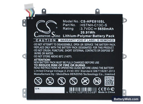 HP Slate 8 Pro Replacement Battery, 3.7V, 5650mAh, Li-Polymer 1