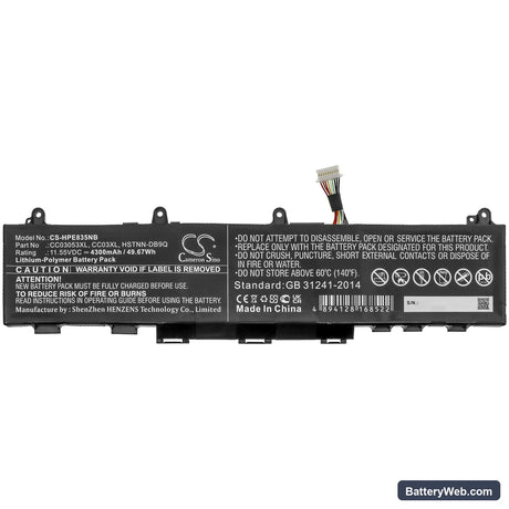 HP EliteBook 835 G7 23Y57EA Replacement Battery, 11.55V, 4300mAh, Li-Polymer 3