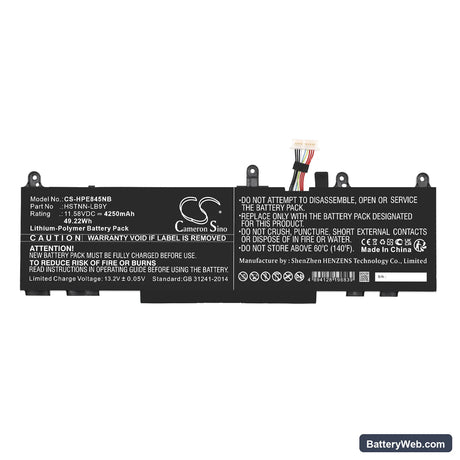 HP EliteBook 845 G9 6F6R9EA Replacement Battery, 11.58V, 4250mAh, Li-Polymer 3