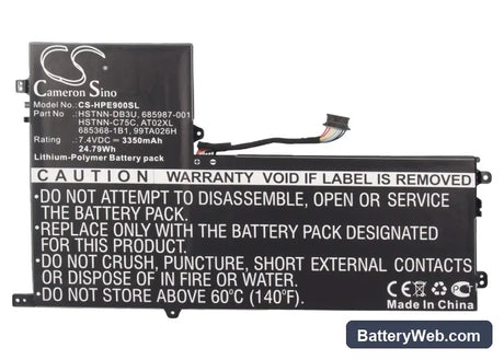 HP ElitePad 900 Replacement Battery, 7.4V, 3350mAh, Li-Polymer 5