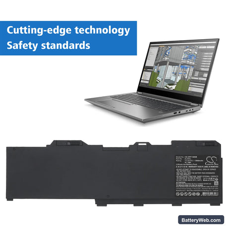 HP ZBook Fury 15 G7 Replacement Battery, 15.44V, 5900mAh, Li-Polymer 6