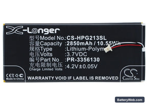 HP Slate 7 G2 1311 Replacement Battery, 3.7V, 2850mAh, Li-Polymer 1