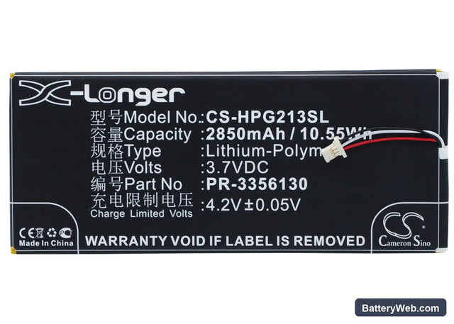 HP Slate 7 G2 1311 Replacement Battery, 3.7V, 2850mAh, Li-Polymer 1