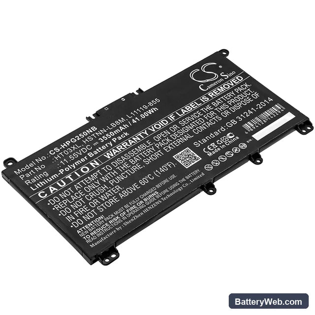 HP 250 G7 Replacement Battery, 11.55V, 3550mAh, Li-Polymer 1