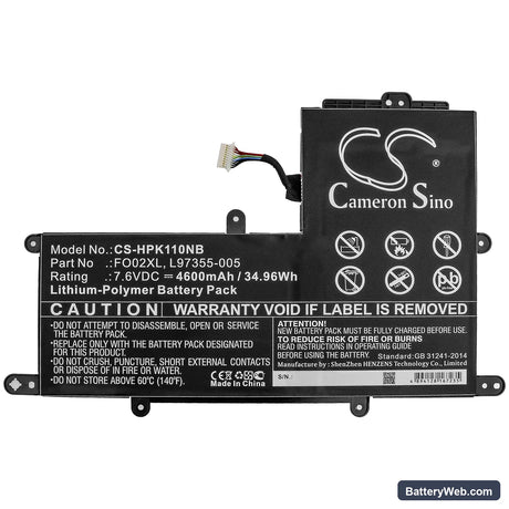HP Chromebook 11A Replacement Battery, 7.6V, 4600mAh, Li-Polymer 3