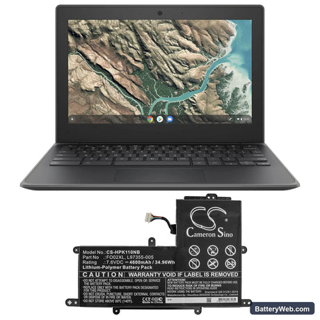 HP Chromebook 11A Replacement Battery, 7.6V, 4600mAh, Li-Polymer 5