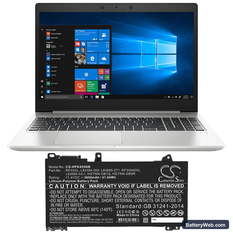 HP Pavilion x360 14 Convertible Replacement Battery, 11.4V, 3600mAh, Li-Polymer 4