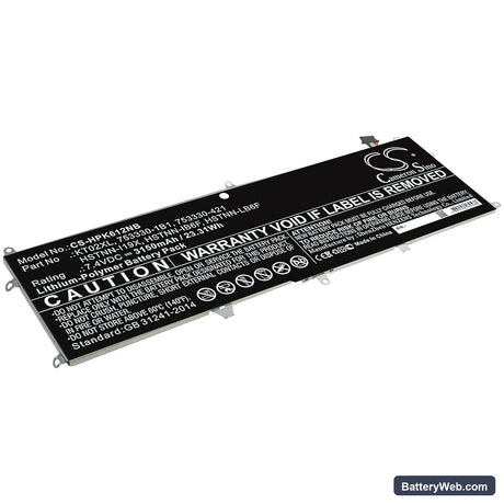HP Pro X2 612 G1 Keyboard Replacement Battery, 7.4V, 3150mAh, Li-Polymer 1