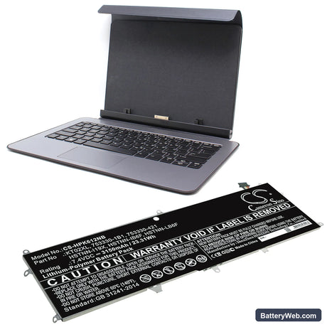 HP Pro X2 612 G1 Keyboard Replacement Battery, 7.4V, 3150mAh, Li-Polymer 5