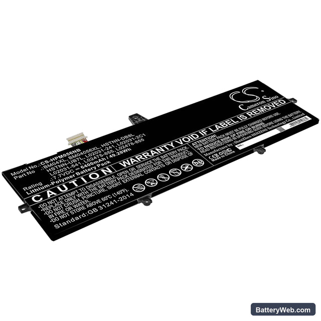 HP EliteBook x360 1030 G3 4WW24PA Replacement Battery, 7.7V, 6400mAh, Li-Polymer 1