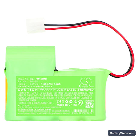 Hewlett Packard Mida Replacement Battery, 6V, 1600mAh, Ni-CD 3