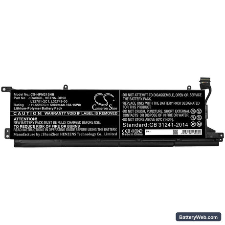 HP Omen X 2S 15-DG0003NC Replacement Battery, 11.55V, 5900mAh, Li-Polymer 3